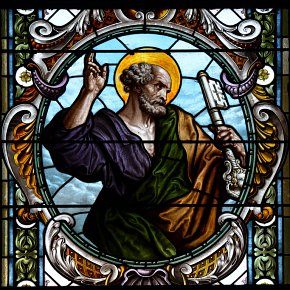 Übersaxen, Pfarrkirche Hl. Bartholomäus, Apostel Petrus mit Schlüssel