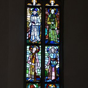 Damüls, St. Nikolaus, Hubert Dietrich 1961 hll. Anna, Ilga, Merbod und Bischof Rudigier, Abt Franz Pfanner, Abt Martin Greussing
