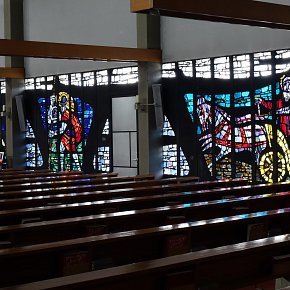 Dornbirn-Rohrbach, St. Christoph, Kirchenpatron St. Christophorus, Betonglas 1964 Albert Birkle