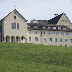 Lochau - Jesu-Heim Oberlochau​, erbaut 1928 nach Plan von Willy Braun, Kapellentrakt mit Satteldach 1956
