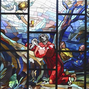 Muntlix Kirche Glasfenster, Ölberg, Hans Strobl, Tiroler Glasmalereianstalt, Innsbruck 1962