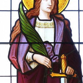 St. Anton im Montafon, Pfarrkirche Hl. Antonius Eremit, hl. Katharina, Vorarlberger Glasmalerei Dornbirn 1907