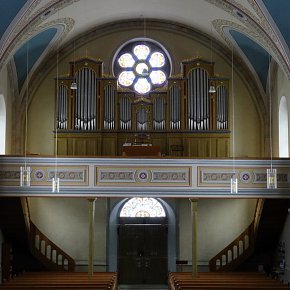 Thal, Pfarrkirche Hl. Franz Xaverius, Blick auf die Orgel