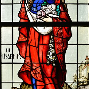 Dalaas – Hl. Mutter Anna in Außerwald (Wald am Arlberg),hl. Elisabeth, Gespendet v. Geschw. Josef, Anton u. Elisabeth Berthold, Wald, Tiroler Glasmalerei 1931